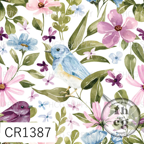 CR1387 Wildflower Fields Little Birds White