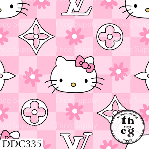 Mini Roll Retail - DDC335 HK Pink Checker Smooth Vinyl  (Small Scale)