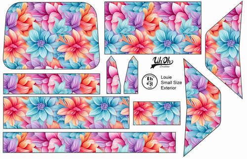 Cut and Sew - Louie Template PPD051 Teal Flowers