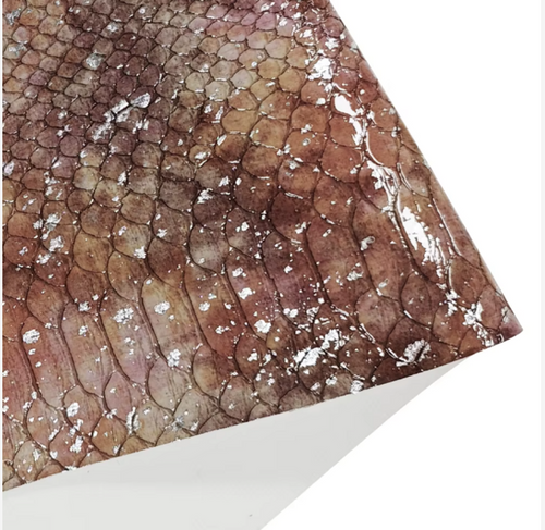 High Gloss Embossed Crocodile with Silver Speckles PU Leather - #8 Brown Blue RedRoll High Gloss Embossed Crocodile with Silver Speckles PU Leather - #8 Brown Blue RedRoll