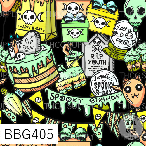 BBG405 Spooky Birthday Green and Black