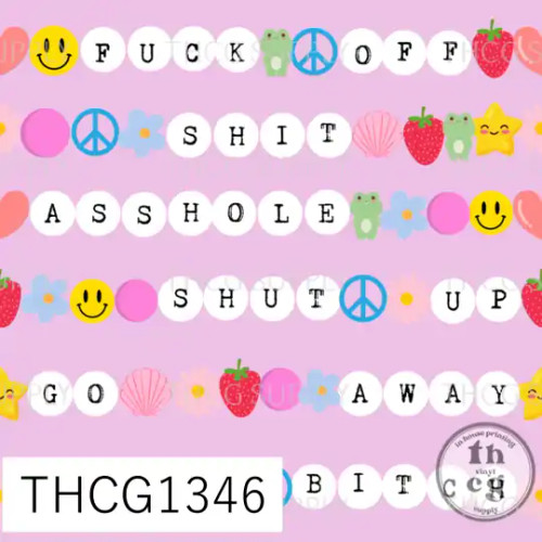 THCG1346 Swear word beads pink SE