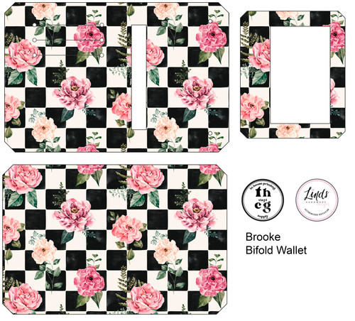 Cut and Sew - Brooke Bifold Wallet CR1409 Moonlit Hollow Floral Checkered