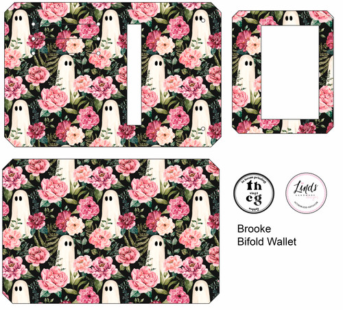 Cut and Sew - Brooke Bifold Wallet CR1413 Moonlit Hollow Ghost Floral Dark