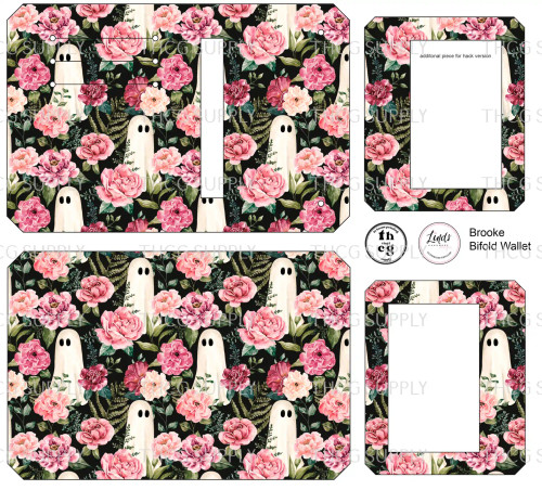 Cut and Sew - Brooke Bifold Wallet CR1413 Moonlit Hollow Ghost Floral Dark