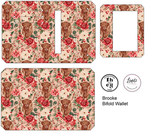 Cut and Sew - Brooke Bifold Wallet CR1434 Briar and Pine Highland Cow
