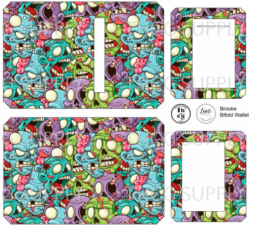Cut and Sew - Brooke Bifold Wallet GS089 Zombie Heads