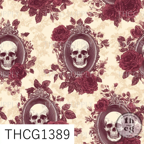 THCG1389 Goth Skulls Roses