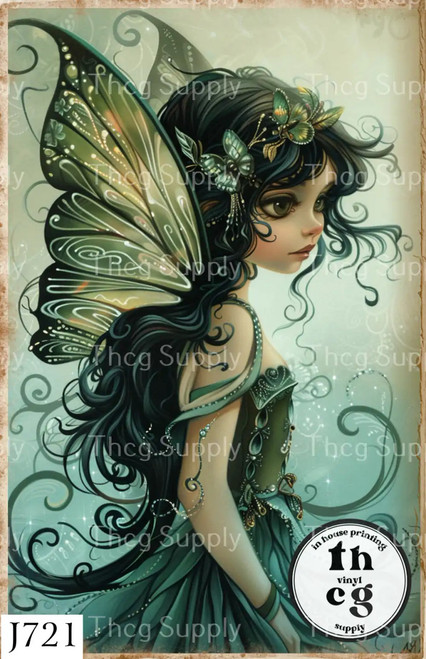 Journal Panel Retail - J721 Blue Fairies on Litchi Vinyl