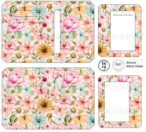 Cut and Sew - Brooke Bifold Wallet CR031 Butterflies & Florals on Light Pink