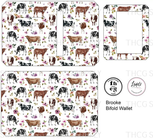 Cut and Sew - Brooke Bifold Wallet CR484 Cows on White
