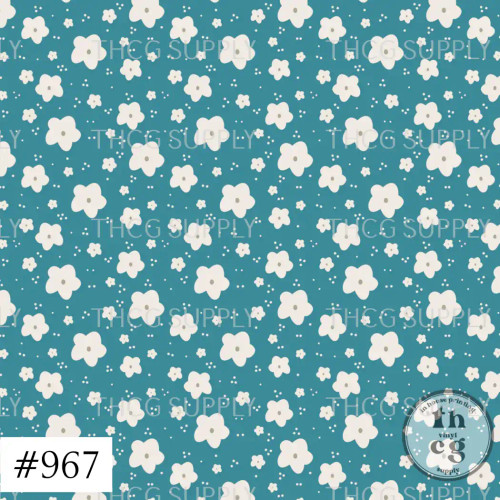 #967 Dainty Flowers Bright Teal