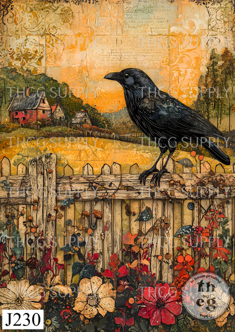 Journal Panel - J230 Whimsical Folklore Crow in Field