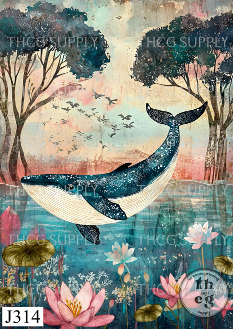 Journal Panel -J314 Pastel Whimsy Whale