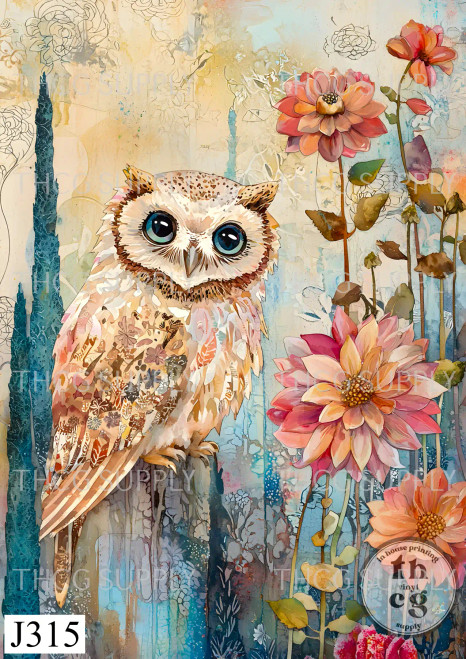 Journal Panel -J315 Pastel Whimsy Owl