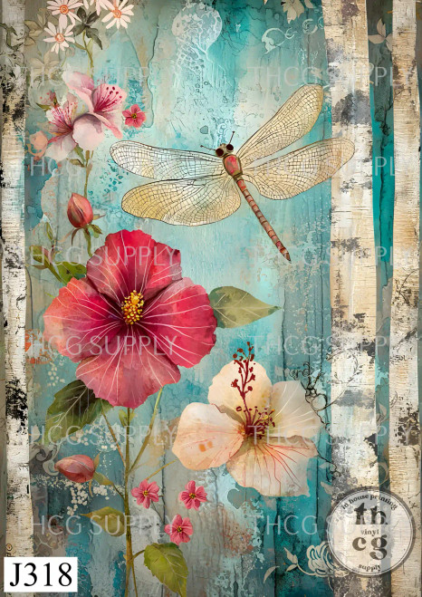 Journal Panel -J318 Pastel Whimsy Dragonfly