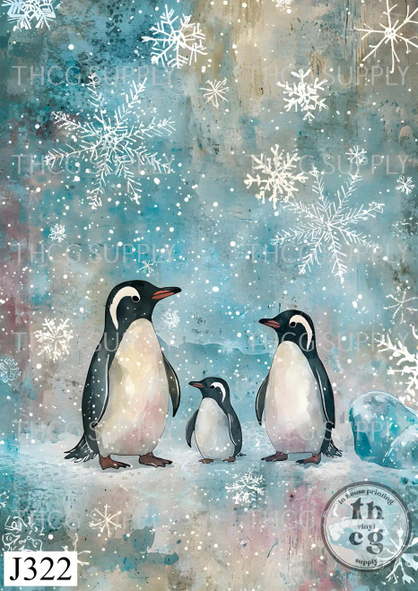 Journal Panel -J322 Pastel Whimsy Pengiun