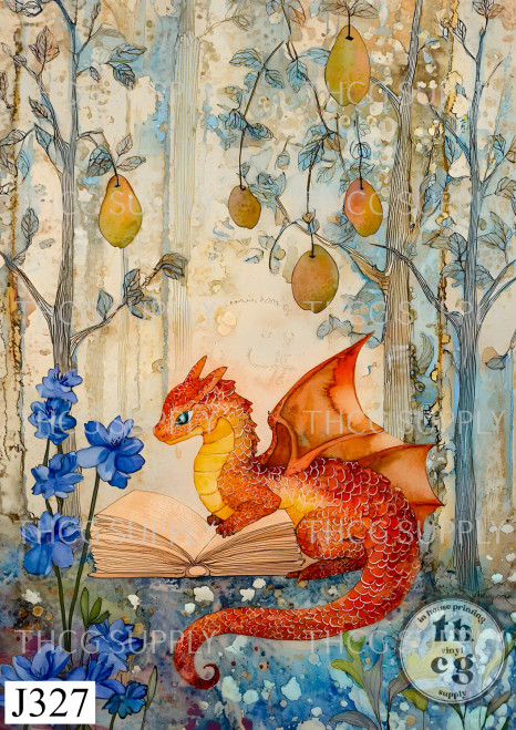 Journal Panel -J327 Pastel Whimsy Dragons