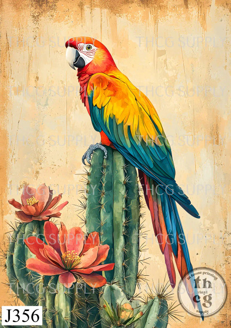 Journal Panel -J356  Whimsical Desert Parrots