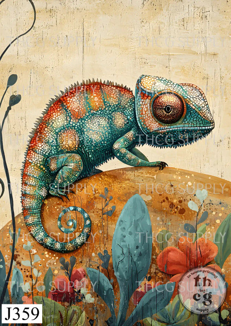 Journal Panel -J359  Whimsical Desert Chameleon