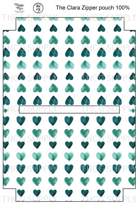 Cut and Sew - Clara Zipper Pouch CR565 Marine Hearts on White