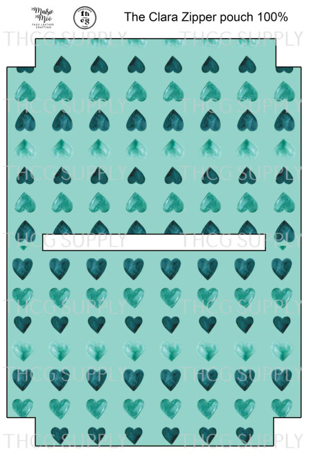 Cut and Sew - Clara Zipper Pouch CR564 Marine Hearts on Aqua