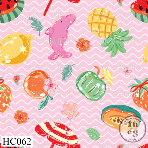 HC062 Beach and Fruits Wave Pink