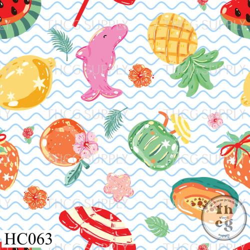 HC063 Beach and Fruits White Wave