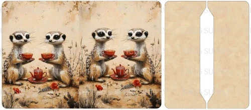 Cut and Sew - Mini Notebook Cover J351 Whimsical Desert meerkats