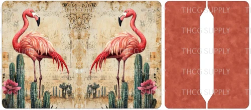 Cut and Sew - Mini Notebook Cover J364 Whimsical Desert Flamingo