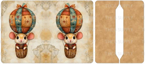 Cut and Sew - Mini Notebook Cover J366 Whimsical Desert Hot Air Balloon Mouse