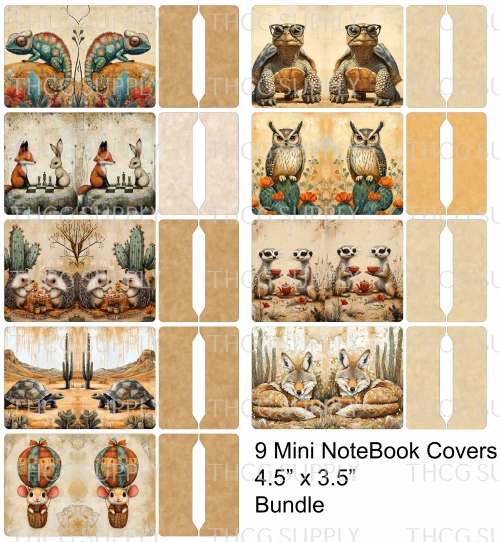 Cut and Sew - Mini Notebook Cover - Whimsical Desert  2 Bundle