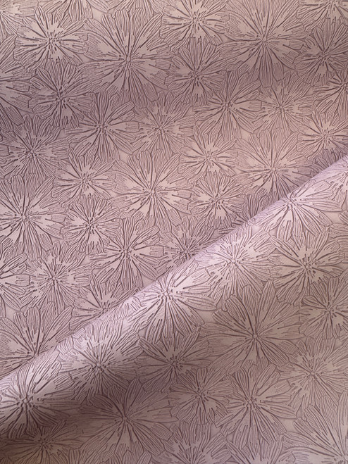 Starburst Petals  Embossed Faux Leather Vinyl - Vintage Mauve