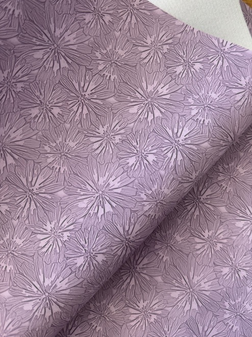 Starburst Petals  Embossed Faux Leather Vinyl - Smoked Lavender