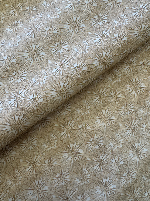 Starburst Petals  Embossed Faux Leather Vinyl - Warm Sand