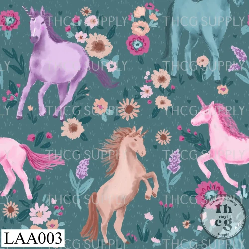 LAA003 Unicorn floral teal