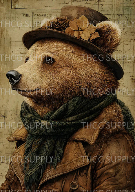 Retail Journal Panel  - J918 Anthro Bear A4 size on Smooth Vinyl