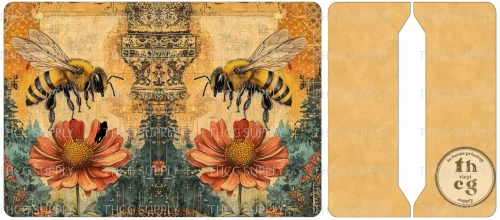 Cut and Sew - Mini Notebook Cover J185 Whimsical Folklore Bee on Flower