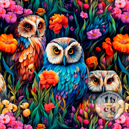 Retail Panel - PPD128 Owl  9" x 9"  on Smooth Vinyl (FLAW)