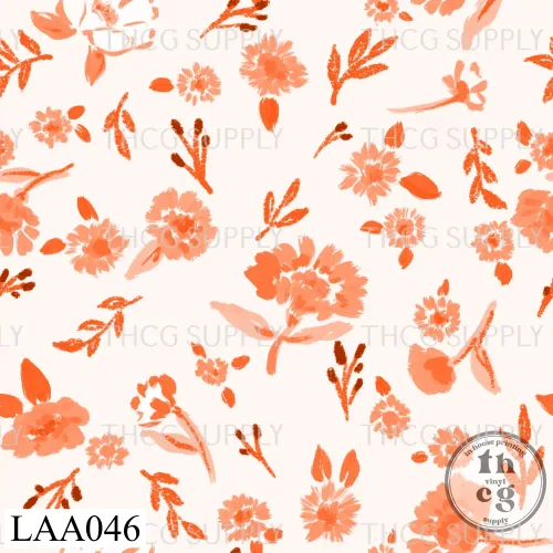LAA046 Ditsy autumn blooms cream and orange