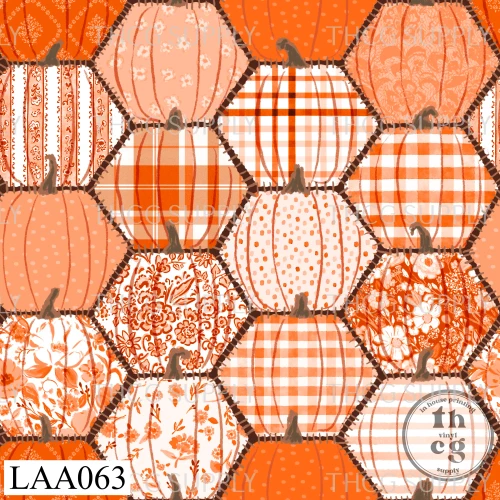 LAA063 Pumpkin patchwork quilt dark brown