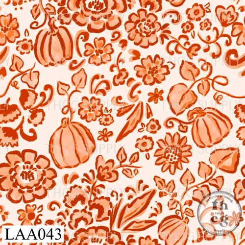 LAA043 Chinoiserie pumpkin floral lt tan