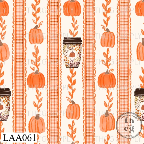LAA061 Pumpkin latte plaid stripe cream