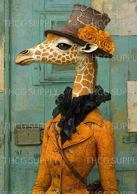 Retail Journal Panel -J936 Anthro Giraffe A4 Size on Litchi Vinyl