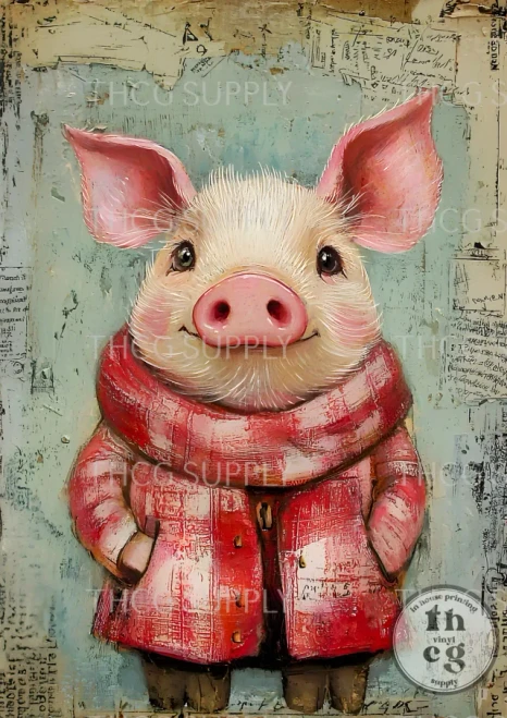 Retail Journal Panel  - J872 Little Pig A6 size on Smooth  Vinyl