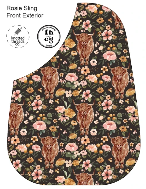 Retail - Rosie Sling Panel CR281 Highland Cow Floral Litchi Vinyl