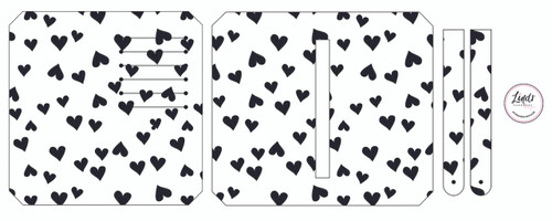 Cut and Sew -Purse Pal FV396 Tiny Hearts Black and White