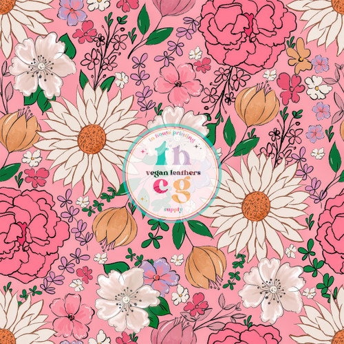 MB012 Summer Floral Bubblegum Pink Spring Pattern