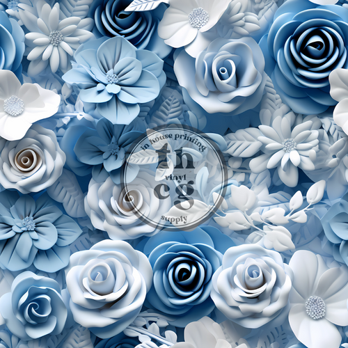 THCG245 3D Flowers Blue