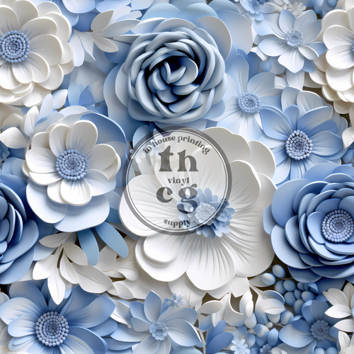 THCG255 3D Flowers Light Blue